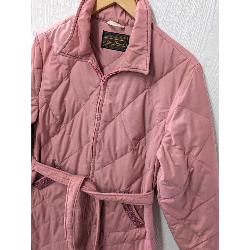 Vintage Eddie Bauer Goose Down Insulated Quilted House Robe Belted Coat Medium - Picture 5 of 9